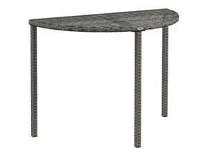 4255633548627 - Balkontisch Beistelltisch halbrund Polyrattan+Metall Grau 100x50x74 cm