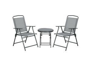 4255633549365 - Gartenmöbel-Set mit Glastisch und 2 Stühlen grau 535L x 64B x 93H cm