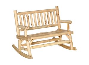 4255633549563 - Schaukelbank aus Holz Gartenbank mit Armlehne Schwingbank 2 Sitzer Holzbank für Garten Balkon bis 250 kg belastbar Natur 112 x 96 x 93 cm