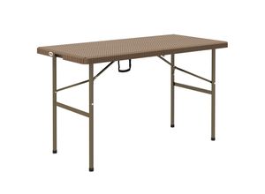 4255633549723 - Campingtisch Klapptisch mit Rattanoptik Buffettisch für 4 Personen Gartentisch für Balkon Terrasse bis 50 kg belastbar hdpe Braun 122 x 60 x