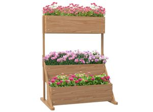 4255633549761 - Hochbeet aus Holz 3-Stufiger Blumenkasten Gemüsebeet mit Innenvlies