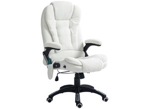 4255633549785 - Bürostuhl Massagesessel mit Wärmefunktion Chefsessel mit Massagefunktion höhenverstellbarer Drehstuhl ergonomischer Gamingstuhl massage Weiß 67 x 74