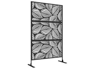 4255633550521 - Sichtschutz Sichtschutz Garten Gartenabtrennung florale Muster Metall 122 x 45 x 198 cm Schwarz - Schwarz