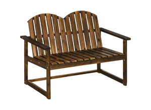 4255633550767 - - Gartenbank für 2 Personen rustikales Design Tannenholz 114x63x86 cm - Verkohlt