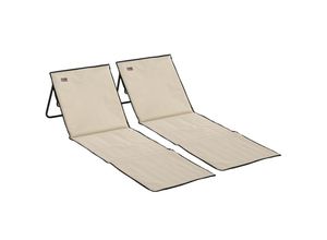 4255633550866 - Strandliege klappbar verstellbare Rücklehne Seitentasche weiche Polsterung Stahlrahmen Beige 142x51x40cm - Beige