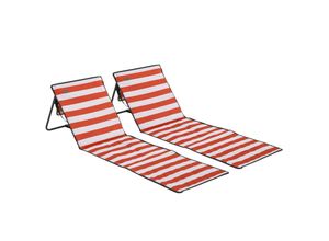 4255633550880 - - Strandliege klappbar verstellbare Rücklehne Seitentasche weiche Polsterung Stahlrahmen Rot 142x51x40cm - Rot