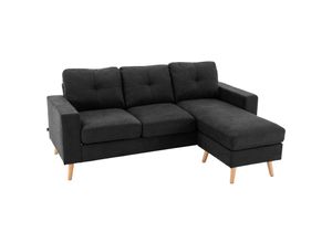 4255633551108 - Ecksofa mit abnehmbarem Bezug schwarz 193L x 136B x 85H cm