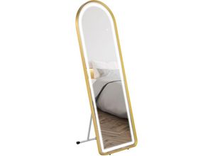 4255633551504 - Homcom - Ganzkörperspiegel 1515 x 50 x 4 cm Wandspiegel mit Ständer Standspiegel mit LED-Leuchte Dimmbar Garderobenspiegel mit Touch-Schlater