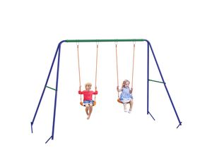 4255633551580 - Kinderschaukel-Set Schaukelgestell mit 2 Schaukeln Schaukelgerüst Gartenschaukel für zwei Kinder 3-8 Jahre Stahl 269 x 16 x 18 m