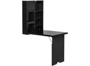 4255633551818 - Wandtisch Wandklapptisch Klappschreibtisch mit Tafel Klappbarer Computertisch für Büro Schwarz 60 x 945 x 147 cm