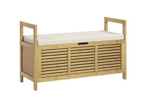 4255633553416 - Homcom - Schuhablage mit Stauraum Schuhbank weiche Sitzfläche Bambus 100x40x60 cm - Naturholz