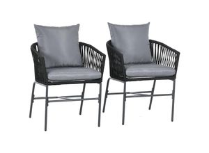 4255633554192 - Gartenstühle mit abnehmbaren Kissenbezügen grau 57L x 60B x 71H cm