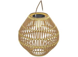 4255633554291 - Solarleuchte Rattan Gartenleuchte Wasserdichte Solarlampe mit Lichtsensor led Gartenlampe mit Trommel-Design für Terrasse Balkon Stahl Gelb