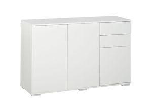 4255633555359 - Sideboard Aufbewahrungsschrank Kommode mit 2 Schublade 3 Türen Mehrzweckschrank Aktenschrank Weiß 117 x 36 x 74 cm - Homcom