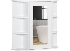 4255633555557 - Spiegelschrank Badspiegel Wandmontage Hängeschrank Badeschrank mit 8 Fächern Mehrzweckschrank für Badezimmer Weiß 66 x 17 x 63 cm - Weiß - Homcom