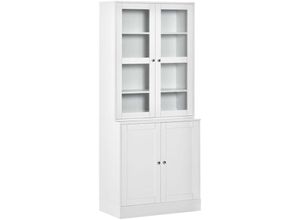 4255633555571 - Bücherschrank 1785 cm Hochschrank Vitrinenschrank mit Glastür 6 Fächern Küchenschrank für Wohnzimmer Küche Weiß - Homcom