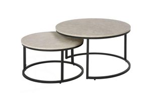 4255633557346 - Homcom - Couchtisch 2er-Set Beistelltisch mit Metallgestell Sofatisch stapelbar Kaffeetisch für Wohnzimmer Schlafzimmer Grau