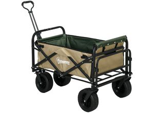 4255633558220 - Bollerwagen faltbar 110 l bis 100 kg Teleskopgriff Stahlrahmen 94 x 57 x 77-100 cm Khaki - Khaki