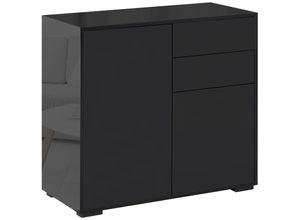 4255633558398 - Sideboard Aufbewahrungsschrank mit 2 Schublade 2 Türen Mehrzweckschrank mit Kippschutz Aktenschrank für Wohnzimmer Schlafzimmer Schwarz 79 x