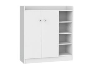 4255633558435 - Schuhschrank Schuhregal Allzweckschrank Kommode Dielenschrank Highboard Schrank Ablage Regal 2-Türig 4 Fächer Weiß 83 x 30 x 90 cm - Homcom