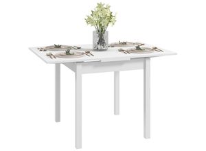 4255633558633 - Homcom - Esstisch Küchentisch Klapptisch ausziehbar modernes Design 120 cm x 80 cm x 75 cm Natur - Weiß