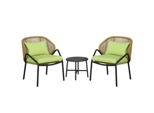 4255633559036 - Gartenbistro-Set mit Beistelltisch und Sitzkissen grün 65L x 60B x 77H cm