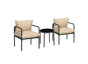 4255633559357 - Bistro-Set mit 2 Stühlen und Beistelltisch beige 58L x 58B x 66H cm