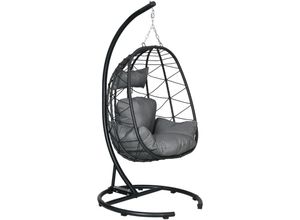 4255633560452 - Hängesessel Outdoor Hängesessel Egg Chair wetterbeständig inkl Polster 102 cm x 102 cm x 195 cm Dunkelgrau - Schwarz