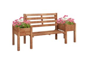 4255633560872 - Gartenbank Sitzbank inkl Pflanzkästen Holz 184 cm x 59 cm x 95 cm Braun - Braun