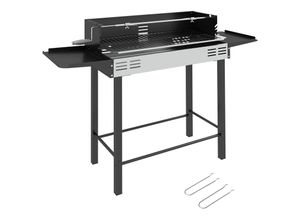 4255633561190 - Holzkohlegrill mit Drehspieß schwarz 118L x 32B x 90H cm 4255633561190 - Holzkohlegrill mit Drehspieß schwarz 118L x 32B x 90H cm