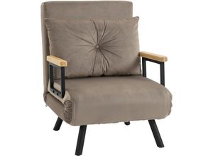 4255633564474 - Homcom - Schlafsofa Klappbett mit Bettfunktion Relaxsessel mit Rückenkissen Polstersofa mit Verstellbarer Rückenlehne Samtoptik 63 x 73 x 81 cm