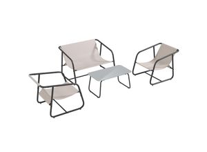 4255633564535 - Gartenmöbel-Set mit Couchtisch weiß 110L x 70B x 70H cm