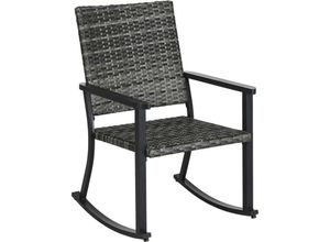 4255633565457 - Outdoor Schaukelstuhl Rattanoptik rostfreies Stahlgestell 62 x 75 x 95 cm Grau Schwarz - Dunkelgrau