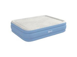 4255633565778 - Luftmatratze Luftbett für 2 Personen Campingbett mit integriertem Kopfkissen eingebauter Elektropumpe Hellblau 203 x 152 x 46 cm - Outsunny