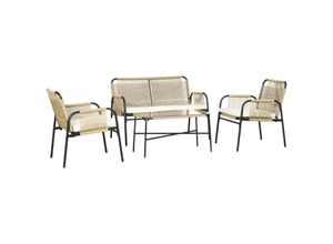 4255633566256 - Polyrattan Gartenmöbel-Set Sitzgruppe mit Zwisitzer Sesseln Couchtisch