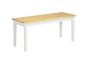 4255633566430 - Homcom - Sitzbank 2-Sitzer Essbank Holzbank Küchenbank Wohnzimmerbank für Küche Eingang bis 220 kg belastbar Kiefernholz Natur+Weiß 102 x 36 x