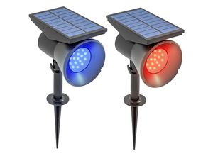 4255633566492 - Solarleuchten 2 Stück Solarlampen Solar Gartenleuchte mit 2 Lichtfarben Boden- Wandmontage IP54 Wasserdicht für Balkon Terrasse Schwarz