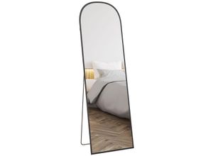 4255633567956 - Ganzkörperspiegel 1615 x 50 cm Wandspiegel mit Ständer Aluminiumlegierungsrahmen Standspiegel für Wohnzimmer Schlafzimmer Schwarz - Homcom