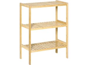 4255633568014 - Homcom - Badregal Standregal mit 3 Ebenen Bambusregal Küchenregal für Bad Küche Wohnzimmer Flur Natur 62 x 33 x 80 cm