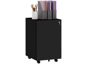 4255633571175 - Rollcontainer Aktenschrank mit 3 Schubladen Büroschrank mit Schloss Druckschrank Unterschrank mit Hängeregistratur Bürocontainer im A4-Format