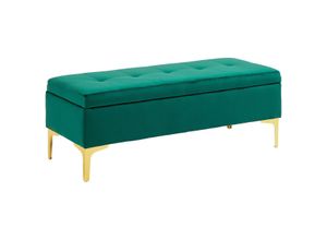 4255633572103 - Homcom - Sitzbank mit Stauraum Polsterbank mit Samtoptik Metallbeine Bettbank für Wohnzimmer Schlafzimmer Flur 120 x 44 x 445 cm Grün