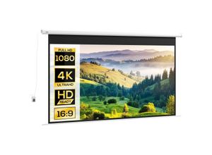 4255633572820 - Homcom - Beamer-Leinwand Elektrisch 266 x 149 cm 169 Projektionsleinwand mit Fernbedienung Filmleinwand für Heimkino Präsentation Metall Weiß