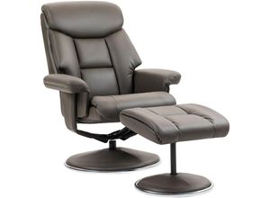 4255633573711 - Relaxsessel mit Hocker Fernsehsessel mit Liegefunktion Wippfunktion TV-Sessel mit Hoher Rückenlehne für Schlafzimmer Wohnzimmer Kunstleder Grau