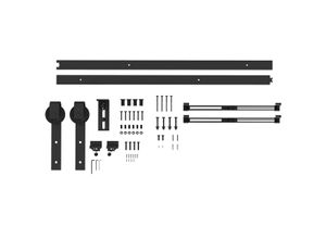 4255633574008 - Schiebetüren-Beschlagsatz 183cm Komplett-Set mit Schienen Rollen Schwarz