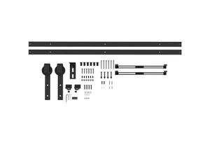 4255633574022 - Schiebetüren-Beschlagsatz 244cm Komplett-Set mit Schienen Rollen Schwarz