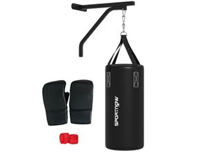 4255633576415 - SPORTNOW Boxsack Wandhalterung Boxsack Ständer mit Handschuhen Stahl Schwarz