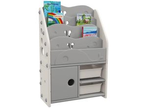 4255633576989 - AIYAPLAY Kinderzimmerregal Kinderregal mit 2 Aufbewahrungsboxen 4 Etagen