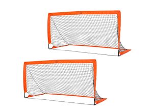 4255633577740 - Fußballtore Fußballnetz 2er Set Minitore Faltbar Oxfordstoff Orange