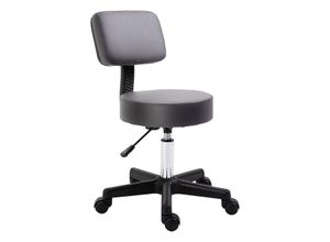 4255633578389 - Rollhocker Höhenverstellbarer Arbeitshocker mit Lehne Grau Ø35 x 72-84cm 4255633578389 - Rollhocker Höhenverstellbarer Arbeitshocker mit Lehne Grau Ø35 x 72-84cm
