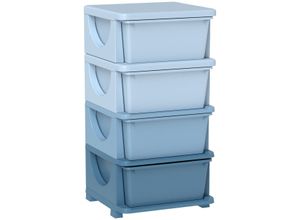 4255633580931 - Homcom - Schubladenschrank für Kinder mit Stauraum Aufbewahrungsboxen Spielzeug-Organizer Spielzeugkiste vier Ebene für Kinderzimmer 3-6 Jahre